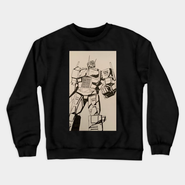 Optimus Primer on white background Crewneck Sweatshirt by Soundtrack Alley